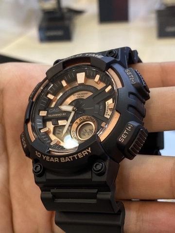 Casio Worldtime AEQ-110W-1A3 Pin 10 năm - Chống nước 100m bơi lội - Giờ thế giới