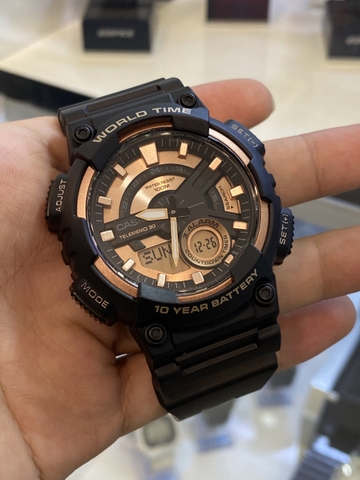 Casio Worldtime AEQ-110W-1A3 Pin 10 năm - Chống nước 100m bơi lội - Giờ thế giới
