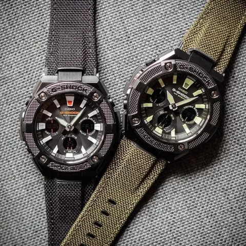 G-Shock GST-S130BC-1A3 Vỏ Thép | Dây Vải | GST-S130BC-1A3DR Pin Năng Lượng Mặt Trời