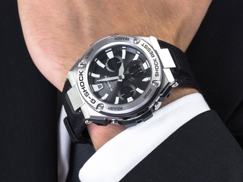 G-Shock GST-S130C-1ADR Vỏ Thép | Dây Vải | GST-S130C-1A Pin Năng Lượng Mặt Trời