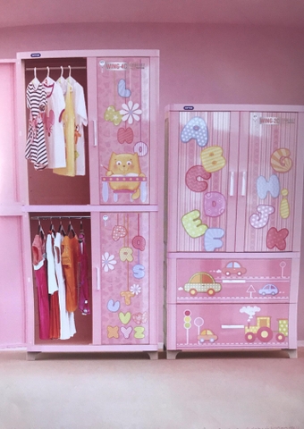 Tủ Nhựa Wing 2 Cánh 2 Hộc Duy Tân (Hồng)