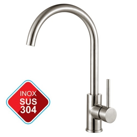 VÒI RỬA CHÉN NÓNG LẠNH INOX 304 ỐNG CONG