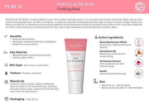 Purirlying Mask Mặt nạ cân bằng dầu, thanh lọc  da - PUR RÉCLAT DE ROSE