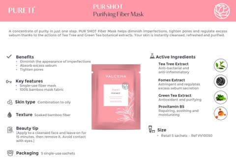 Mặt nạ sợi thanh lọc - PUR SHOT - Purifying Fiber Mask - (5 Miếng x 25ml )