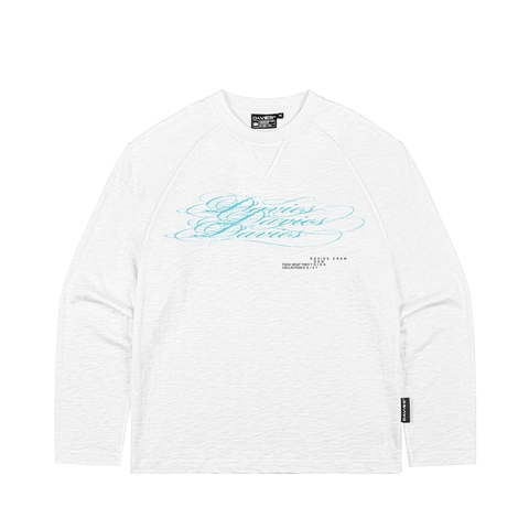 Áo thun trắng dài tay nam nữ DAVIEScổ tròn Slub Raglan Long Sleeve Tee