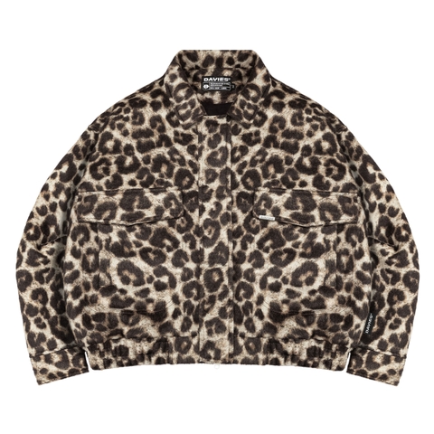 Áo bomber họa tiết da báo croptop DAVIES nỉ dạ