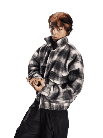 Áo khoác bomber nỉ dạ hiphop xám đen DAVIES Crop Bomber Jacket Classy
