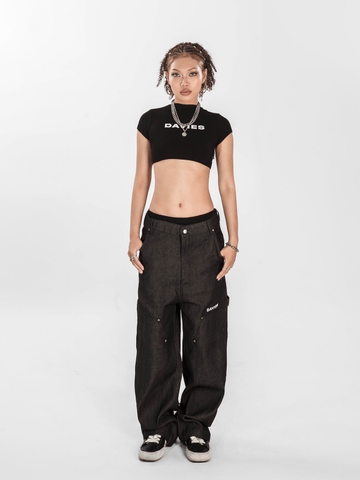 áo croptop nữ cổ lọ tay ngắn chất liệu thun cotton màu đen và trắng in chữ