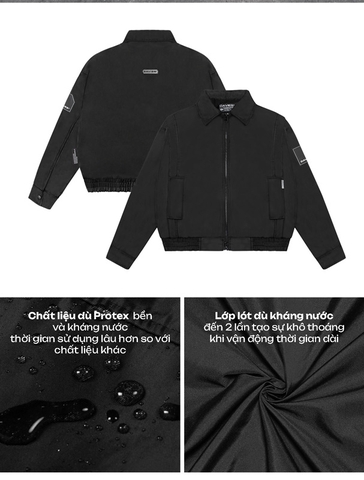 áo khoác dù croptop nam nữ dáng ngắn màu đen locla brand Davies