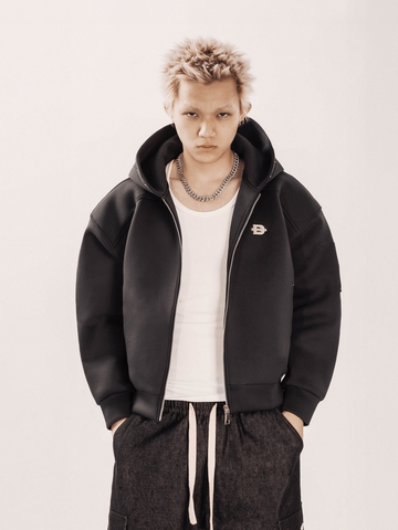 Áo khoác hoodie zip form boxy DAVIES mũ rộng