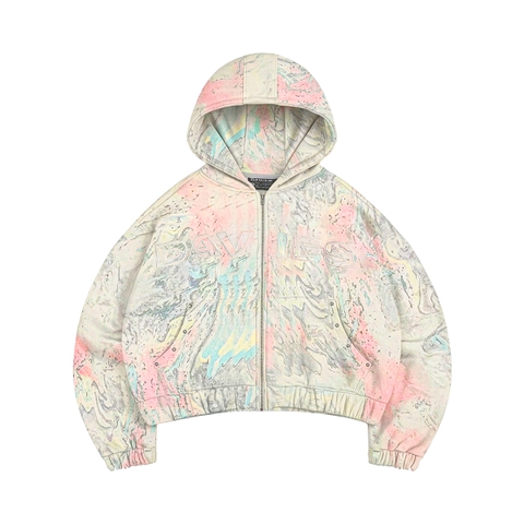 Áo khoác nỉ bông DAVIES hoạ tiếtloang màu hologram Commando Hoodie Zip