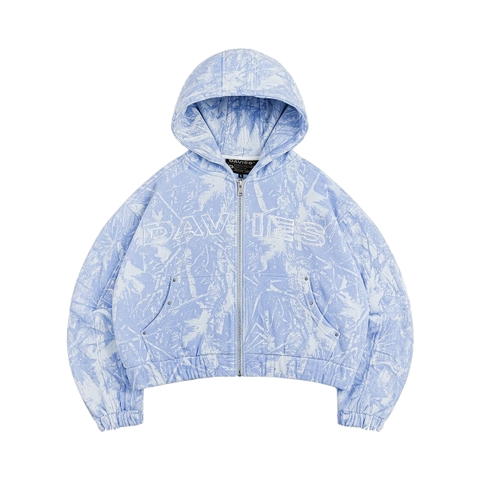 Áo khoác nỉ bông DAVIES hoạ tiết lá rừng xanhdương Commando Hoodie Zip