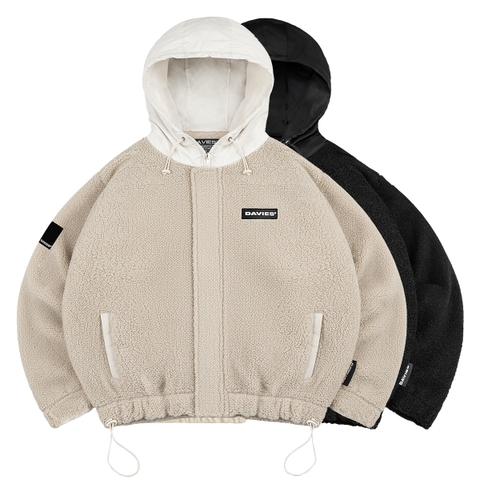 Áo khoác local brand đẹp nam nữ lông cừu màu đen, be có nón