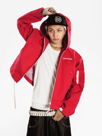 Áo khoác zip local brand khóa kéo 2 đầu chữ in lưng sau màu hồng, đen, đỏ túi hộp tay áo chất Canvas