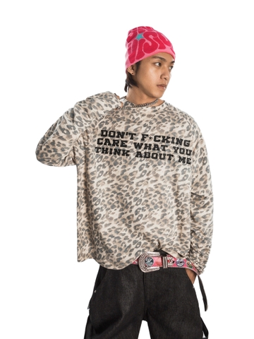 Áo phông tay dài hiphop DAVIES hoạ tiết da beo Textured Slub Tee