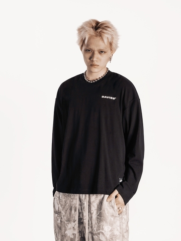 Áo thun dài tay in logo Davies thiết kế form rộng, chất liệu cotton, logo in sắc nét sau lưng trước ngực