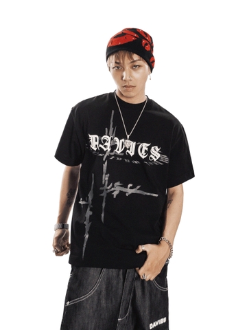 Áo thun hiphop đường phố DAVIES hình in chữ cách điệu