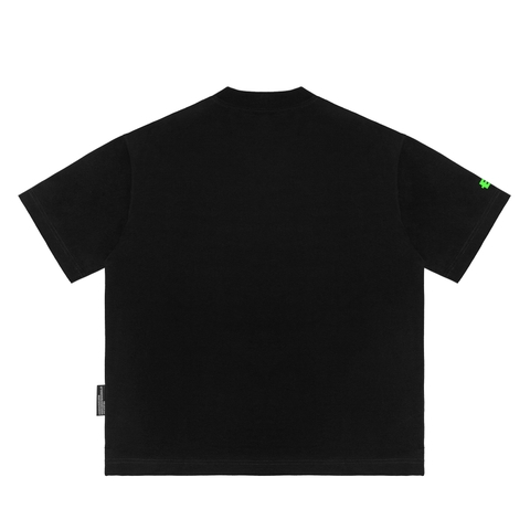Áo thun rộng đen streetwear nam nữ DAVIES chữ neon