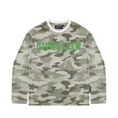 Áo phông cotton DAVIES hoạ tiết camo Crew Slub Long Sleeve Tee