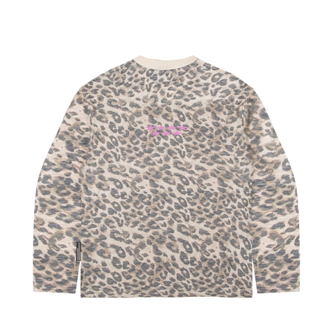 Áo phông cotton DAVIES hoạ tiết da beo Crew Slub Long Sleeve Tee