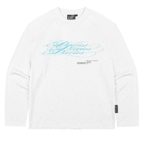 Áo thun trắng dài tay nam nữ DAVIEScổ tròn Slub Raglan Long Sleeve Tee