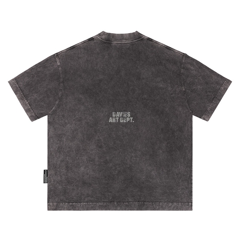áo thun wash màu xám davies in họa tiết ngôi sao form rộng tay lỡ nam nữ thun cotton