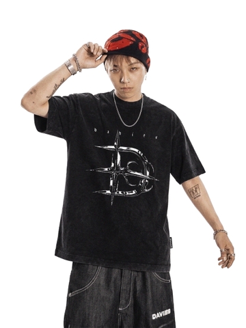 Áo thun wash nam nữ ngắn tay DAVIES in 2 mặt hiphop