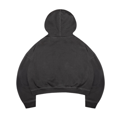Hoodie nam nữ mũ to DAVIES hình in lụa phối chỉ nổi