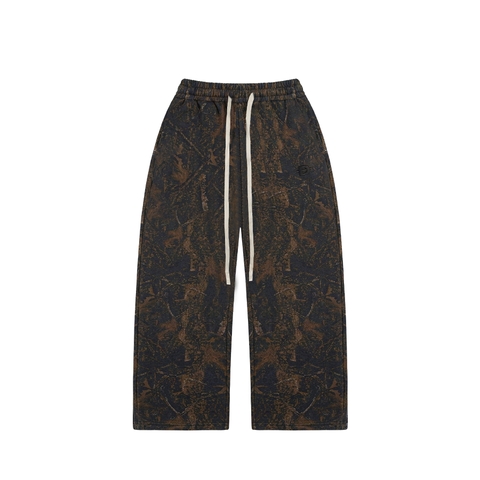 Quần nỉ ống rộng DAVIES hoạ tiết lá rừng màu đen Commando Sweatpants