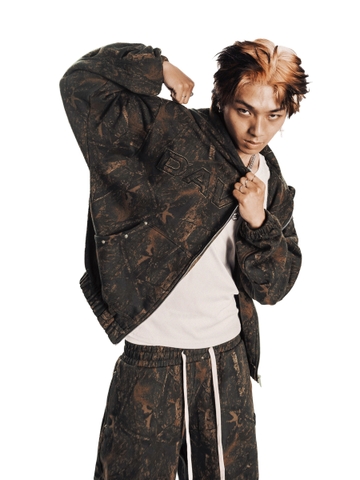 Áo khoác nỉ bông DAVIES hoạ tiết lá rừng đen nâu Commando Hoodie Zip