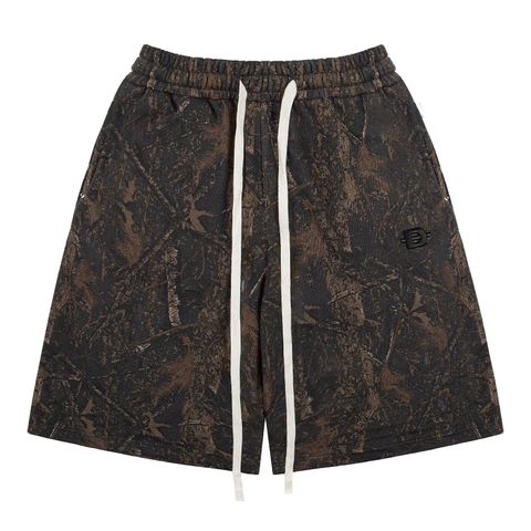 Quần short lửng hoạ tiết lá rừng  DAVIES màu đen nâu Commando Short