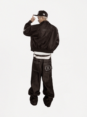 áo khoác bomber nữ nam local brand màu đen vải dù