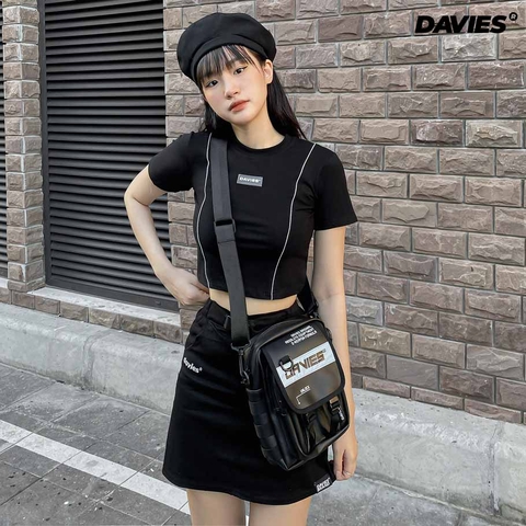 túi đeo chéo local brand da màu đen