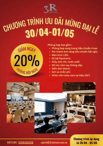 ƯU ĐÃI PHÒNG HỘI NGHỊ TẠI THÀNH PHỐ HỒ CHÍ MINH – GIẢM 20% PHÒNG HỘI NGHỊ NHÂN DỊP 30/4 & 1/5