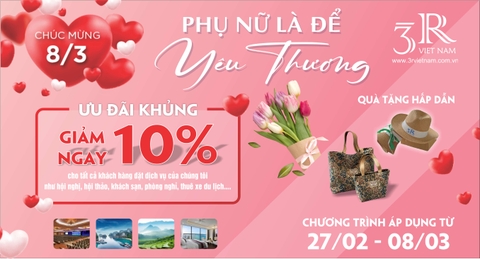 SIÊU ƯU ĐÃI 8/3 – 3R VIỆT NAM TRI ÂN PHÁI ĐẸP