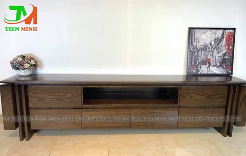 Kệ tivi sồi 6 ngăn óc chó 2m2