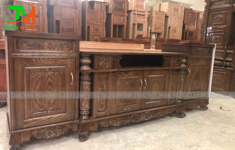 Kệ tv gỗ sồi kiểu dáng cổ điển 2m4
