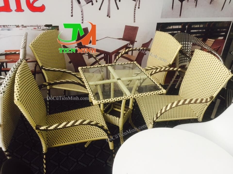 Bàn ghế cafe mây nhựa