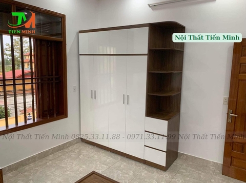 Tủ 4 cánh min có ngăn để túi, chăn 1m6x2m4