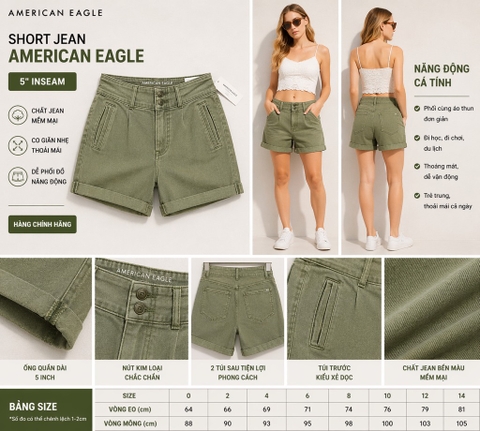 Quần short jeans American Eagle Nữ 033-1334-7212