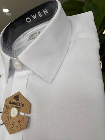 ÁO SƠ MI TRẮNG NGẮN TAY NANOCAFE CÓ TÚI AB255400NT