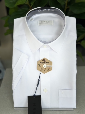 ÁO SƠ MI TRẮNG NGẮN TAY NANOCAFE CÓ TÚI AB255400NT