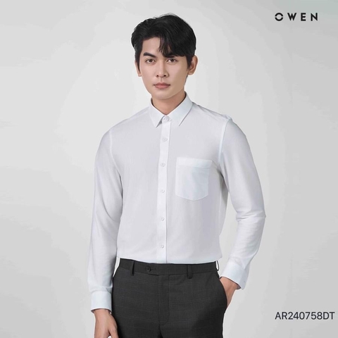 ÁO SƠ MI TRẮNG DÀI TAY RENU CÓ TÚI AR240758DT GÂN