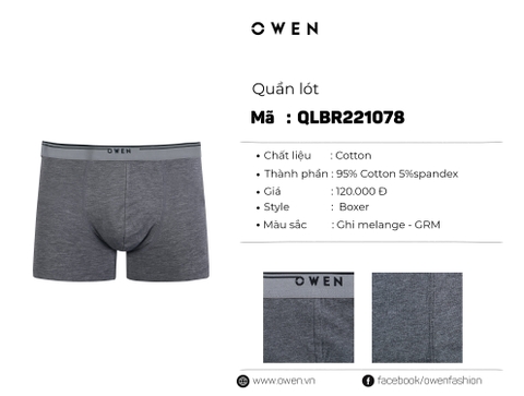 QUẦN LÓT BOXER XÁM ĐẬM QLBR221078