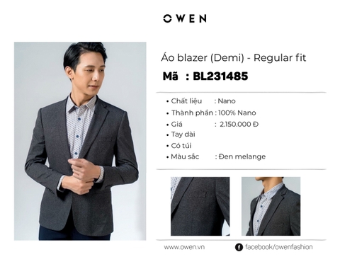 ÁO BLAZER XÁM ĐEN BL231485