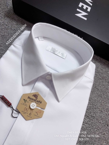 ÁO SƠ MI TRẮNG DÀI TAY NANOCAFE KHÔNG TÚI AS230323D3