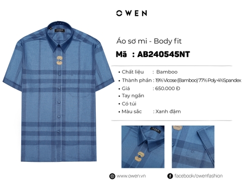ÁO SƠ MI NGẮN TAY AB240545NT