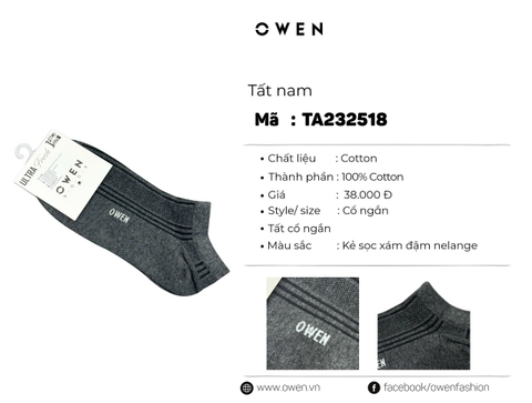 TẤT CỔ NGẮN XÁM ĐEN TA232518