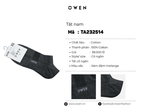 TẤT CỔ NGẮN XÁM ĐẬM TA232514