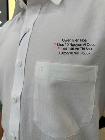 ÁO SƠ MI TRẮNG NGẮN TAY CARO AB255167NT